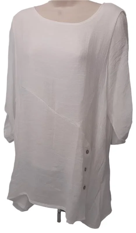 Top-Pullover-Sheer White-1/2 Sleeve-Women's-231563